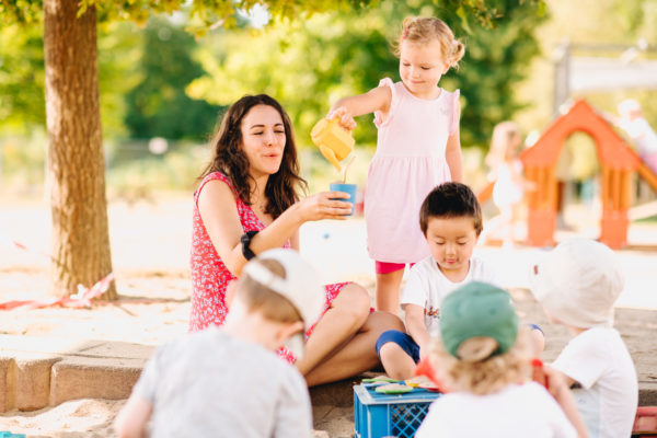 Children at ISR Kindergarten Neuss playing outdoors
